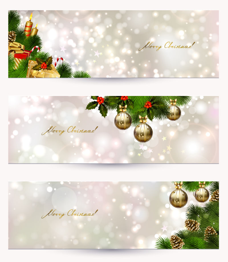枞树和球装饰的圣诞贺卡矢量图