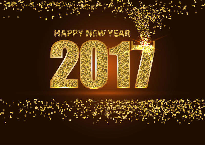 金色质感2017数字新年矢量背景