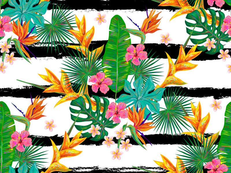 热带花卉图案矢量设计