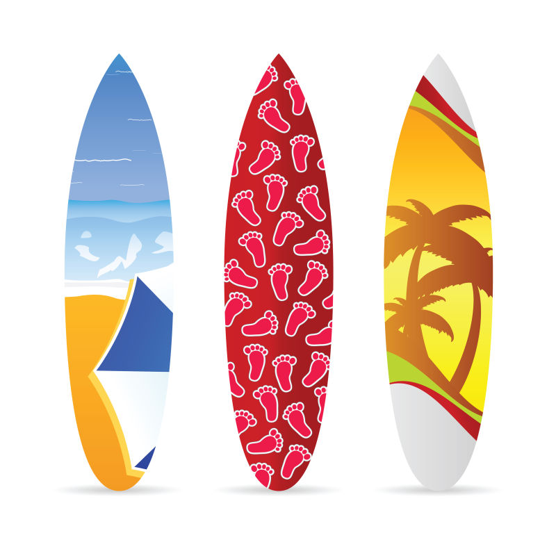 矢量抽象彩色冲浪板设计插图