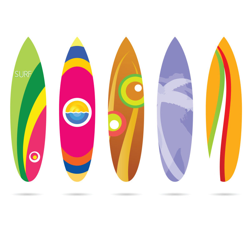抽象矢量彩色现代冲浪板设计