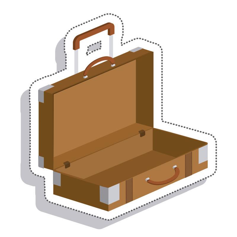 打开的棕色行李箱矢量设计