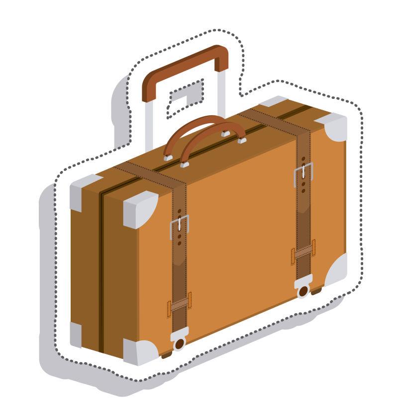 复古风格的可手提的行李箱矢量设计
