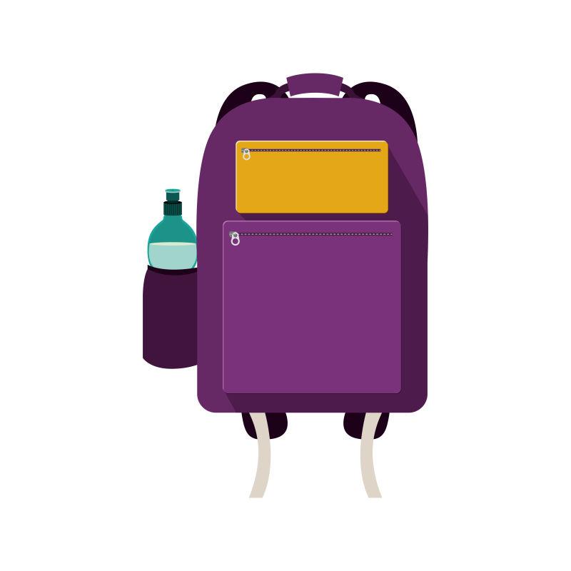带瓶兜的紫色旅行箱矢量设计