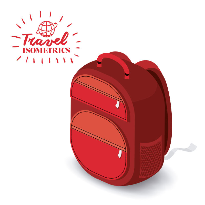 矢量红色行李箱设计和旅游度假标志