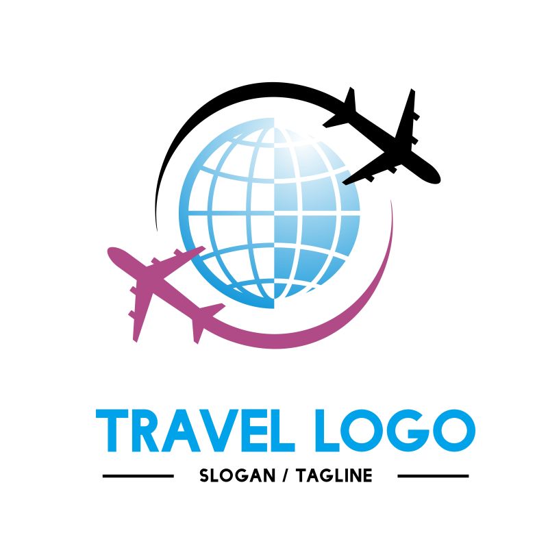 矢量飞机环球logo设计