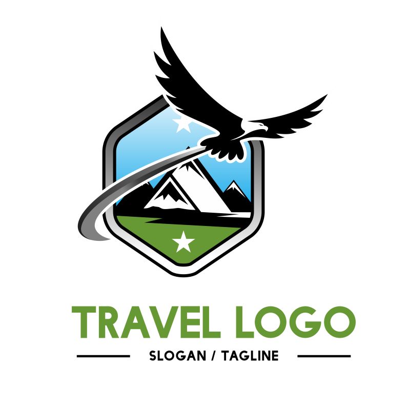 矢量旅行概念logo设计