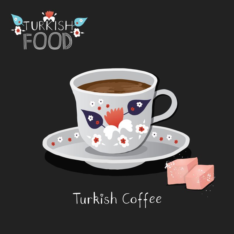 矢量的土耳其咖啡插图
