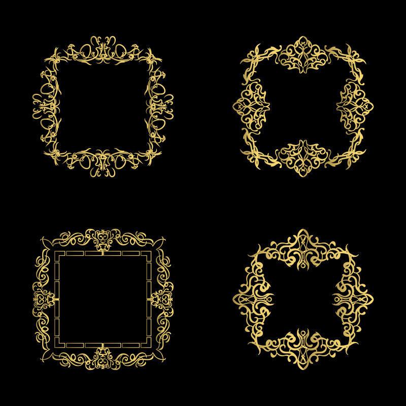 矢量抽象金色华丽装饰边框设计元素