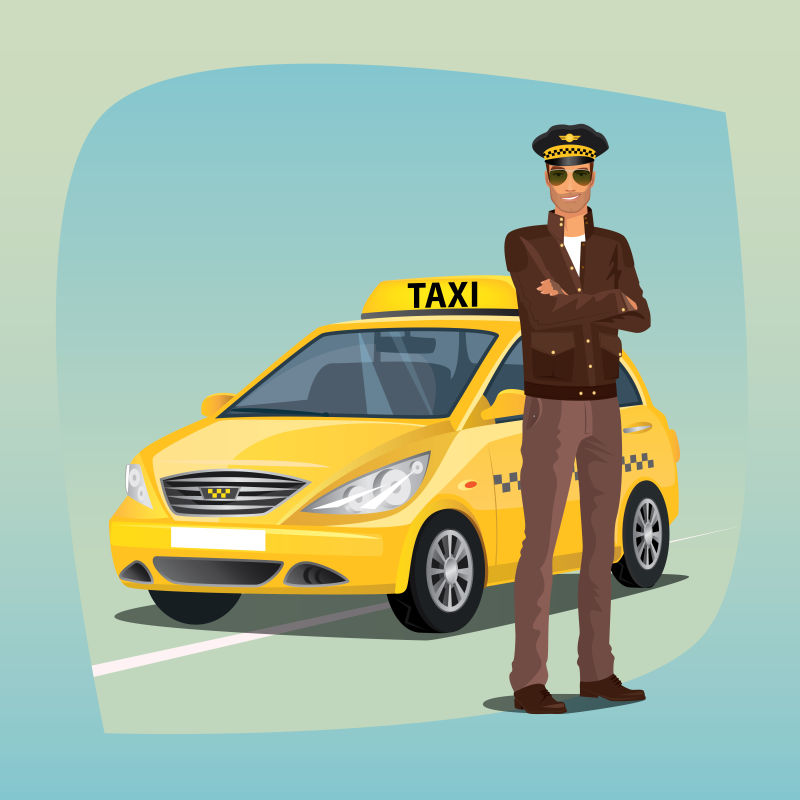 出租车司机和汽车矢量