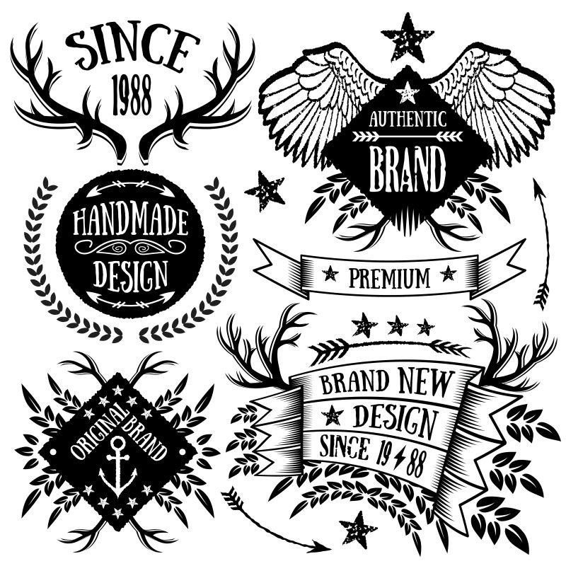 创意矢量年代复古品牌标签设计