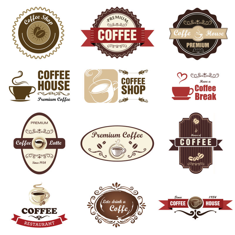 矢量的复古咖啡徽章标签