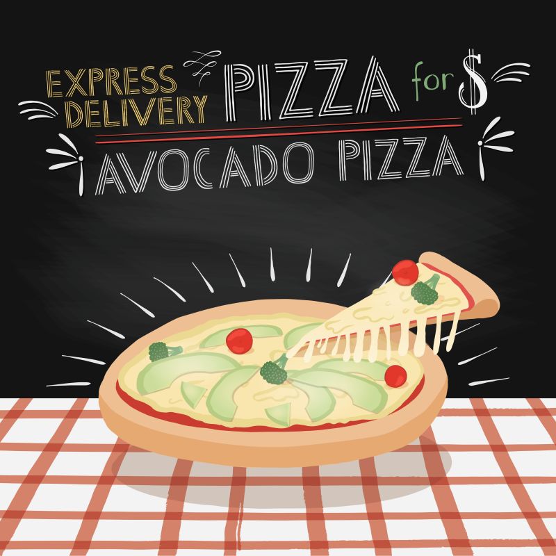 披萨餐厅插图矢量设计