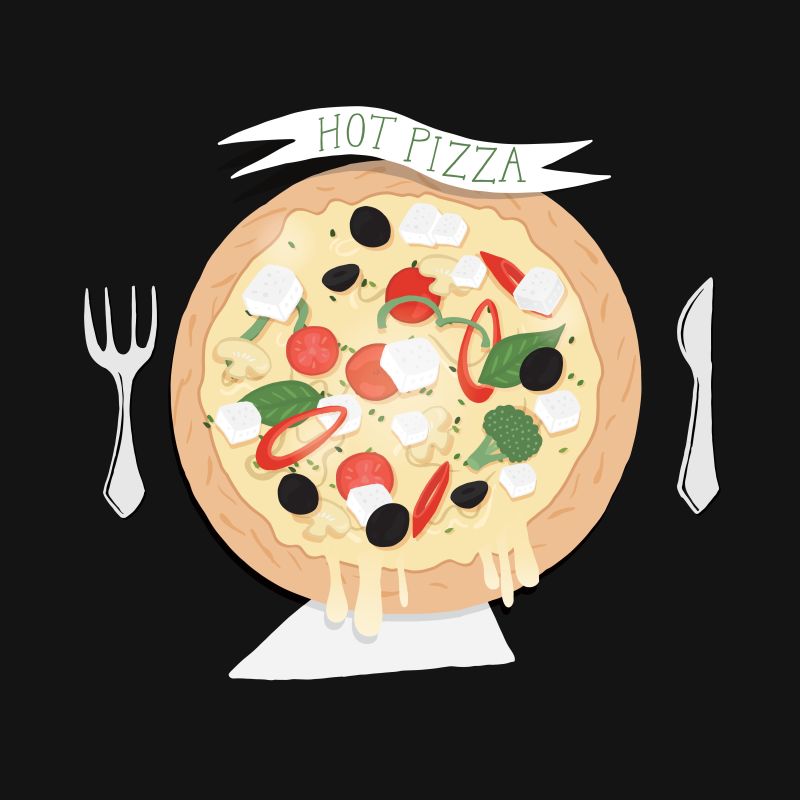 矢量的披萨宣传插图设计