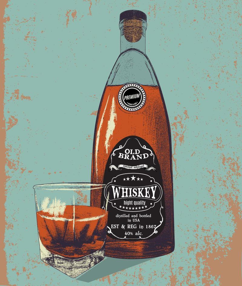 矢量威士忌广告的老式海报