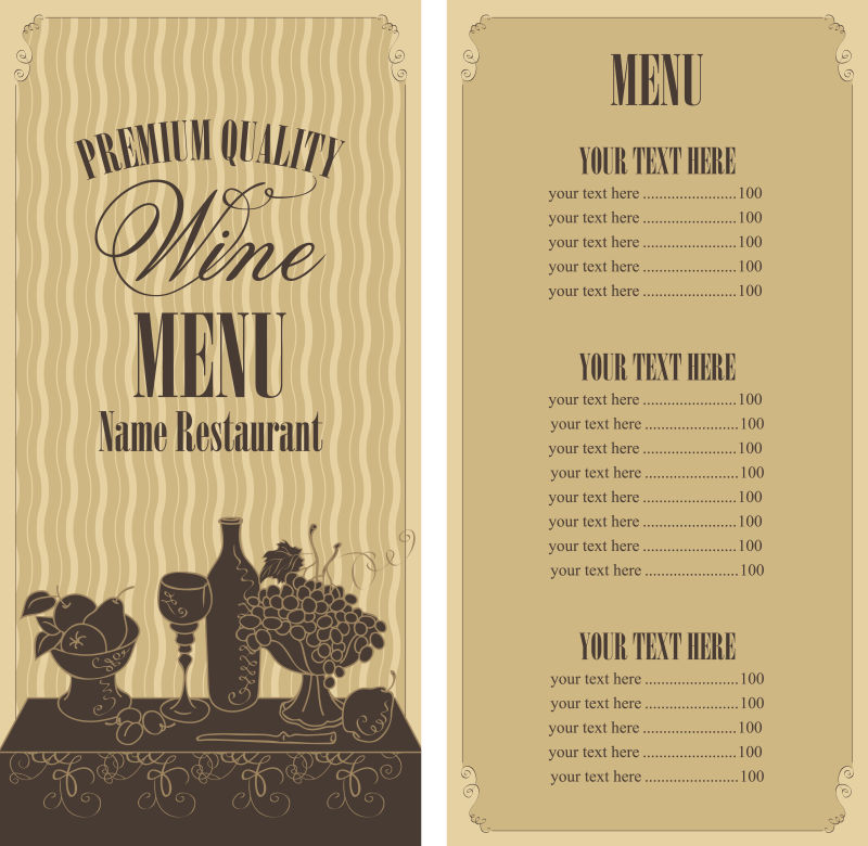 矢量葡萄酒菜单设计