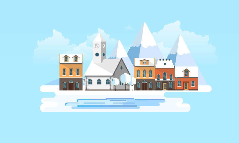 冬季小镇插图矢量设计