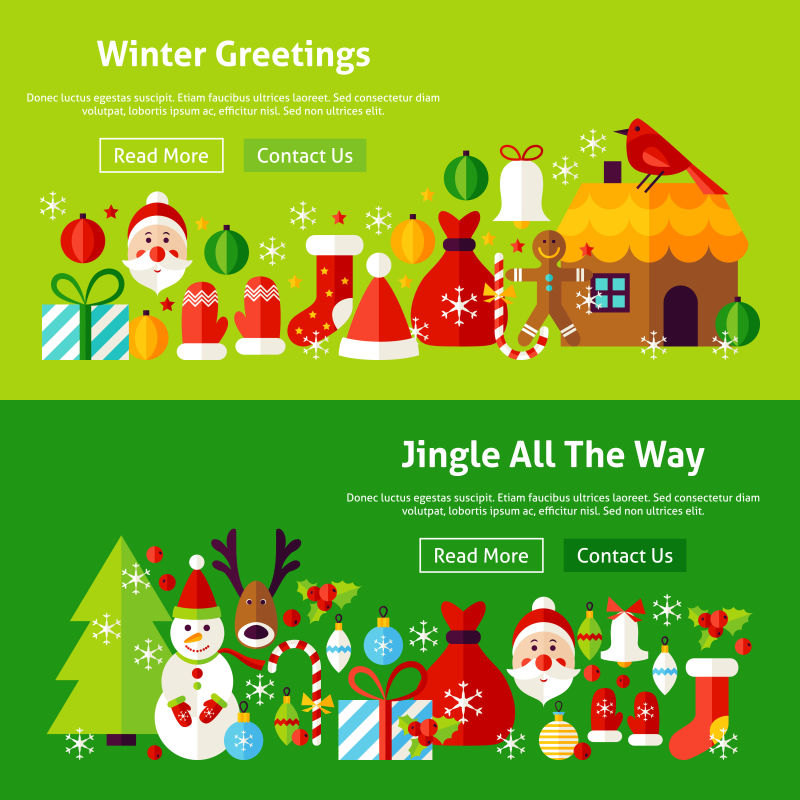 浅绿色和深绿色的圣诞矢量海报设计