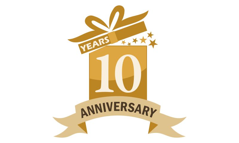10周年礼盒丝带矢量纪念日徽章