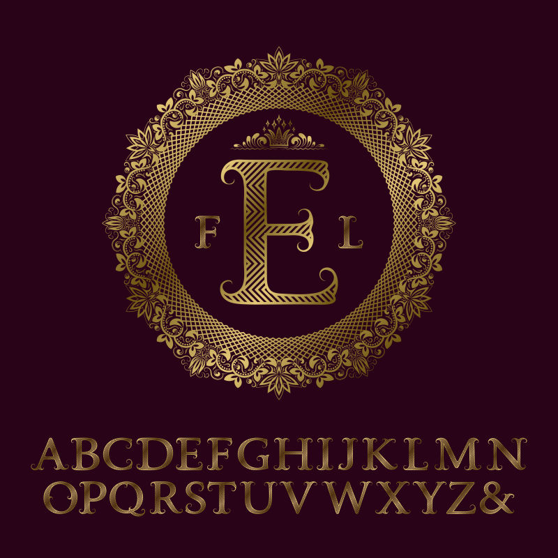 金色字母E创意设计矢量