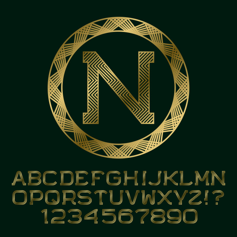 创意金色字母N图标设计矢量