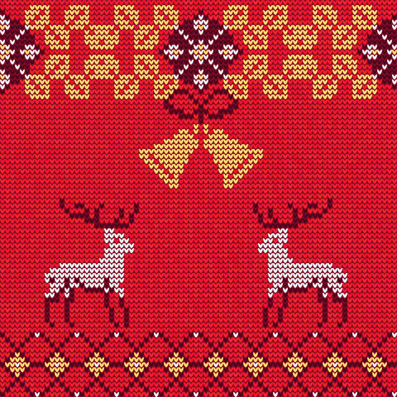 红色圣诞针织贺卡设计矢量