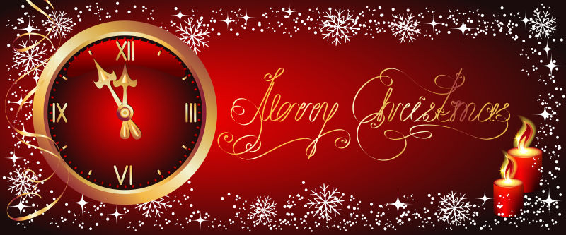 矢量红色圣诞背景与金色的钟声与蛇纹石和ururink蜡烛
