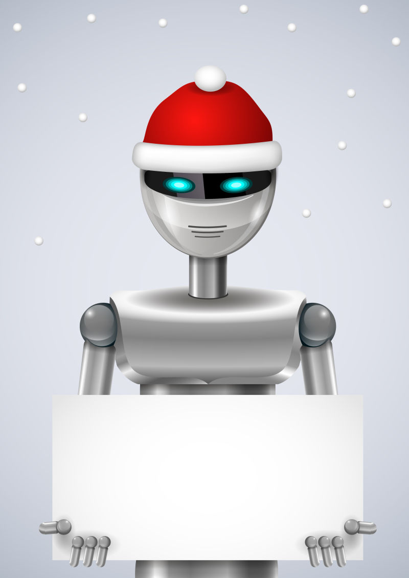 带着圣诞帽的机器人矢量