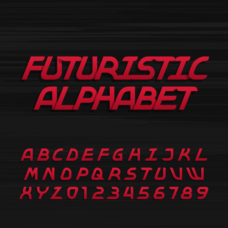 未来红色字母矢量字体