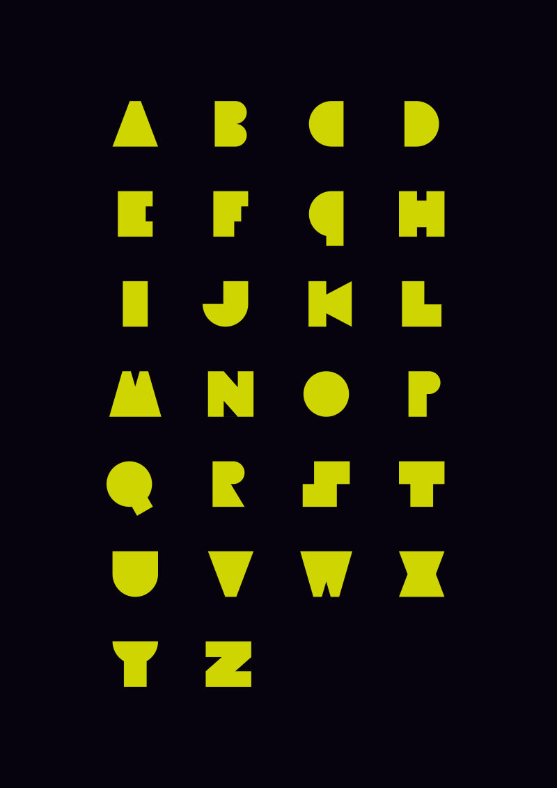 矢量黄色几何字体