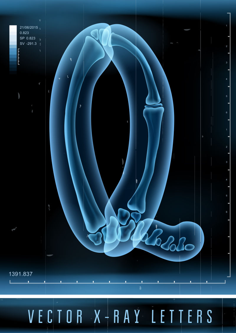 矢量3DX射线透明字母Q