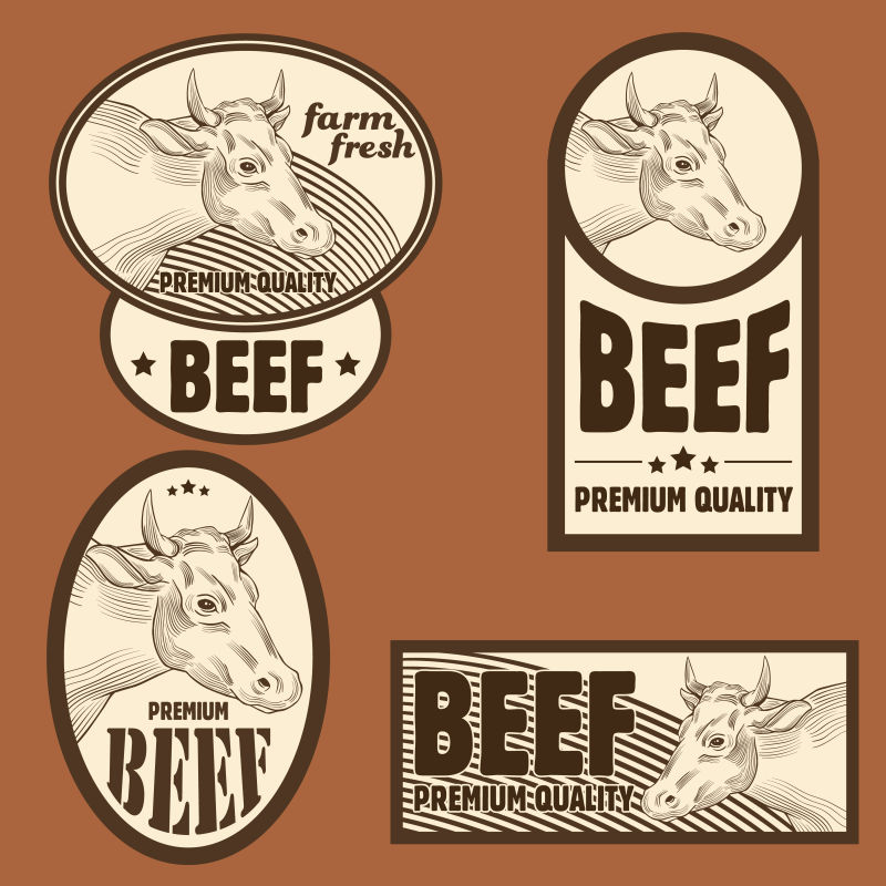 牛肉标签矢量