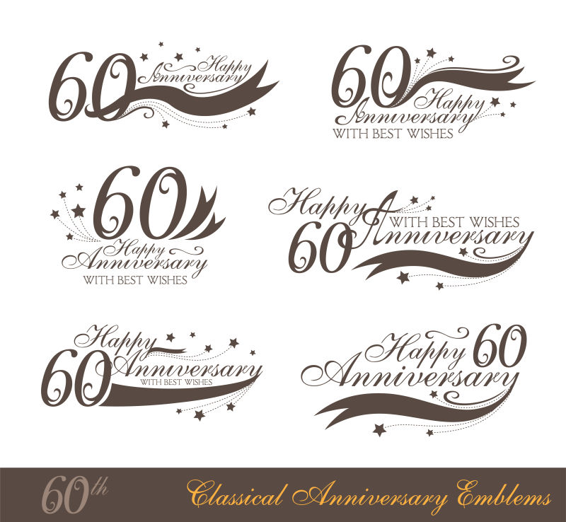 周年纪念第六十标志收集经典风格矢量
