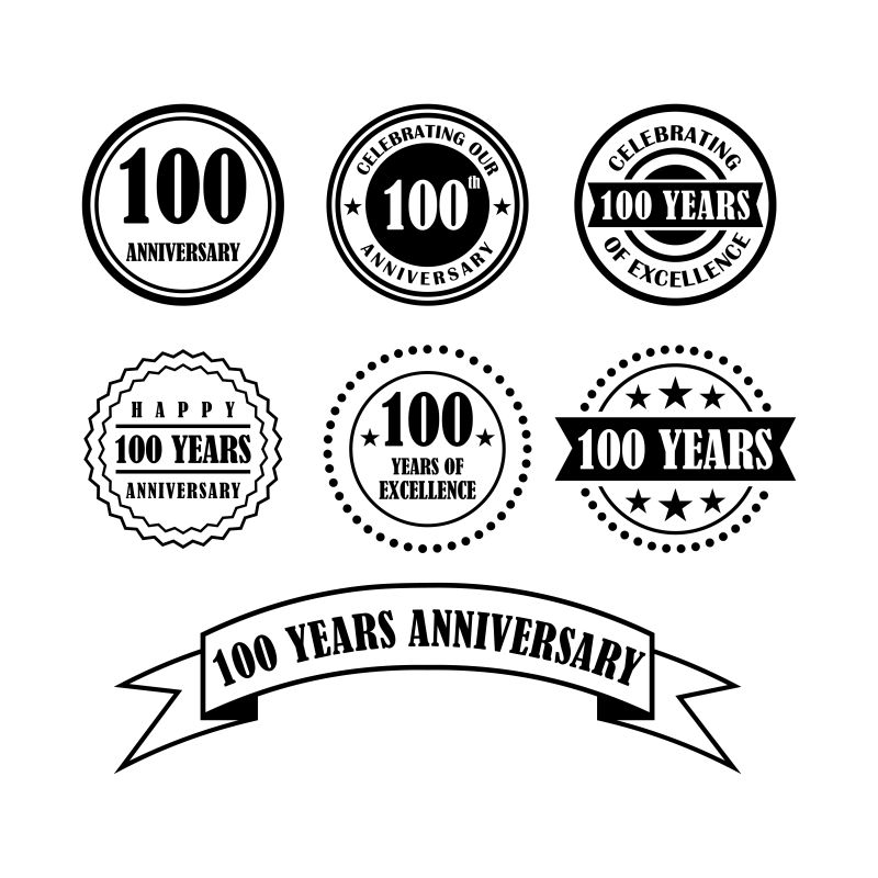 庆祝矢量100周年简单纪念徽章