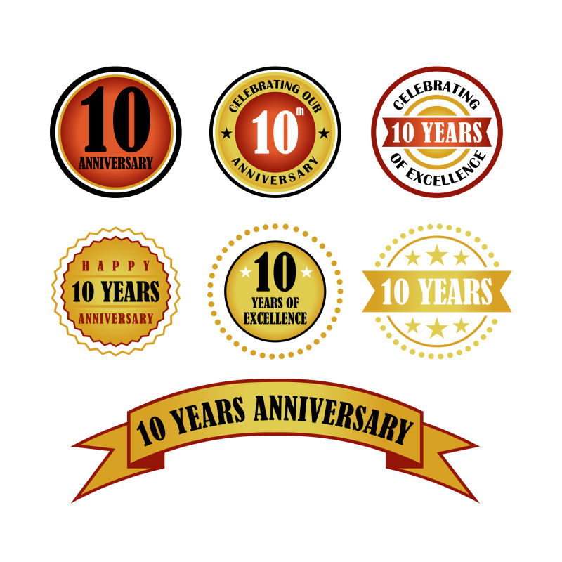 庆祝矢量10周年简单纪念徽章