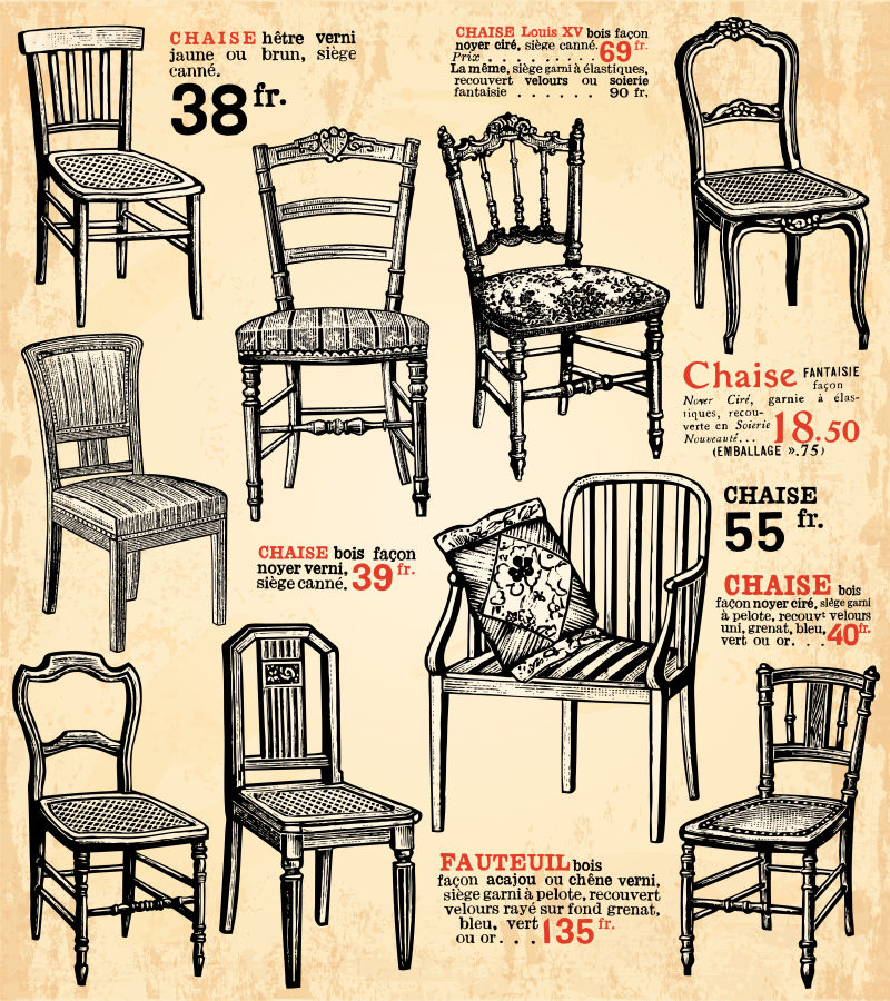 矢量抽象复古椅子插图