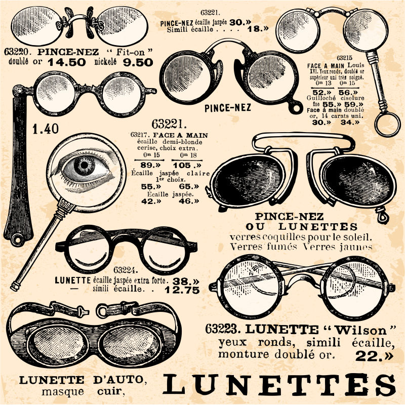 矢量抽象复古眼镜插图