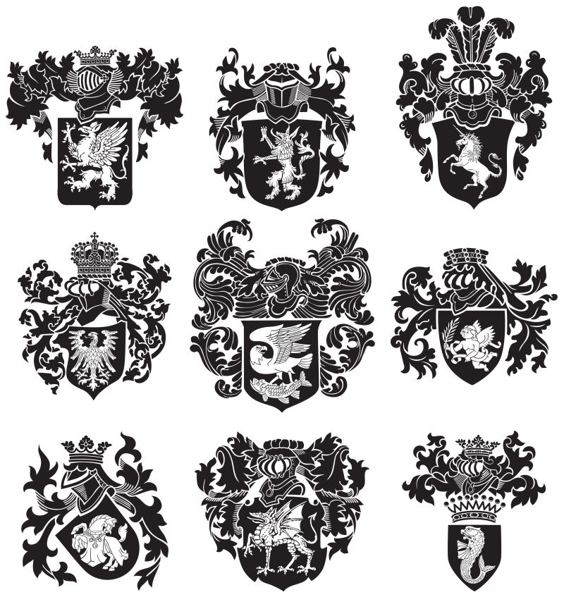 中世纪贵族矢量徽章
