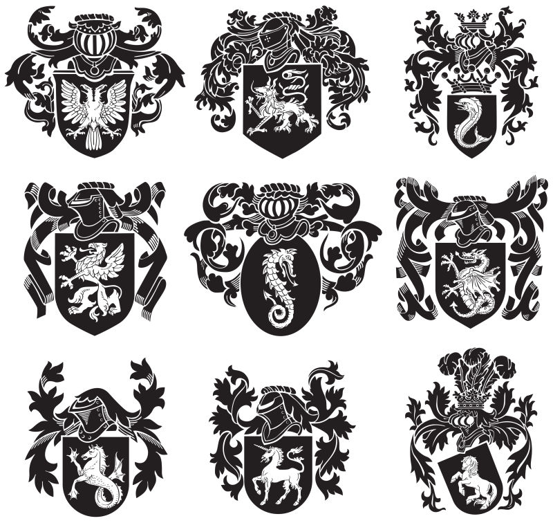 矢量中世纪贵族徽章设计