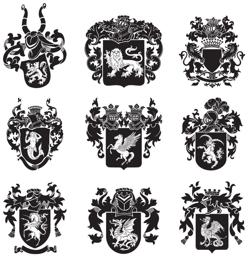 矢量中世纪贵族徽章