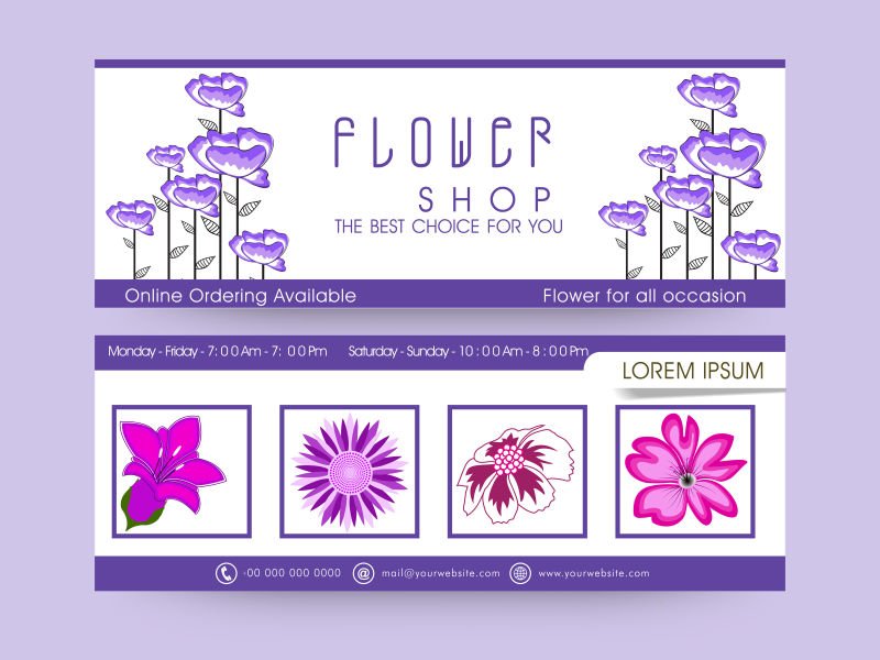 抽象矢量花卉元素的创意商业横幅设计