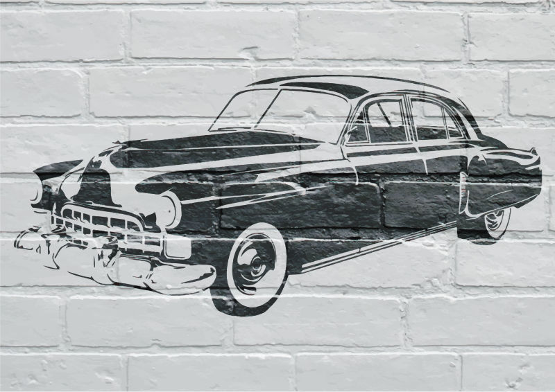 矢量墙壁艺术美国汽车