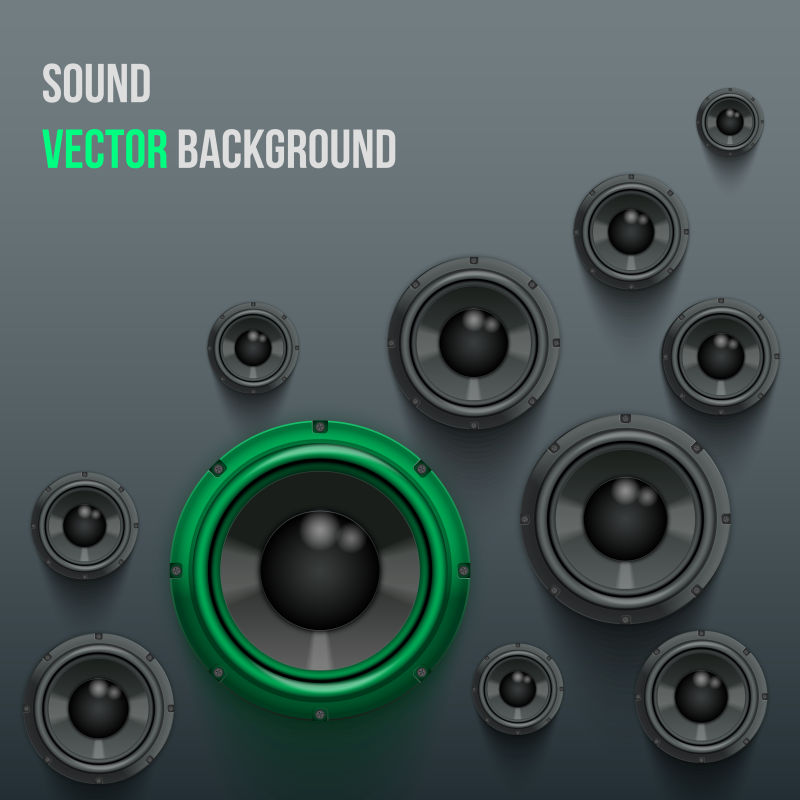 声音扬声器的动态背景与一片绿色片矢量