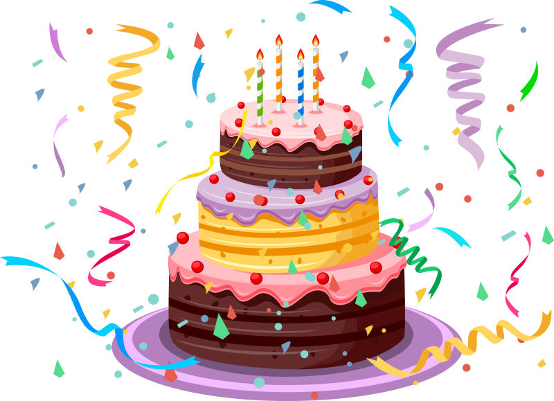 创意矢量卡通生日蛋糕平面插图