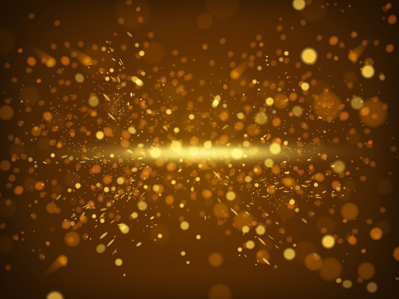发散的金色闪光粒子矢量设计