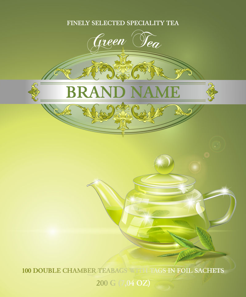 矢量抽象绿茶宣传平面海报设计