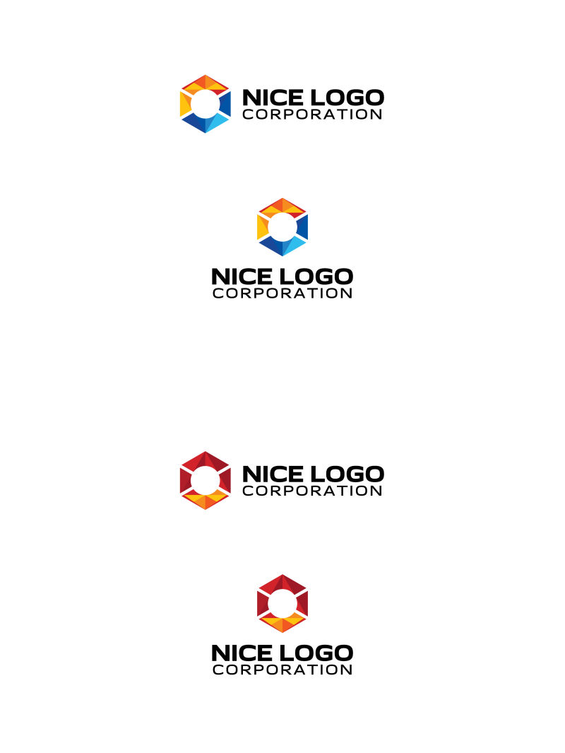 彩色多边形logo设计矢量
