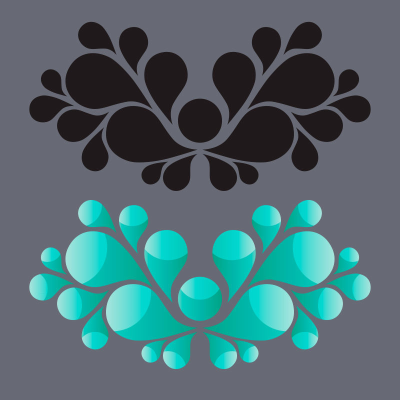 抽象的黑青色花卉设计矢量元素