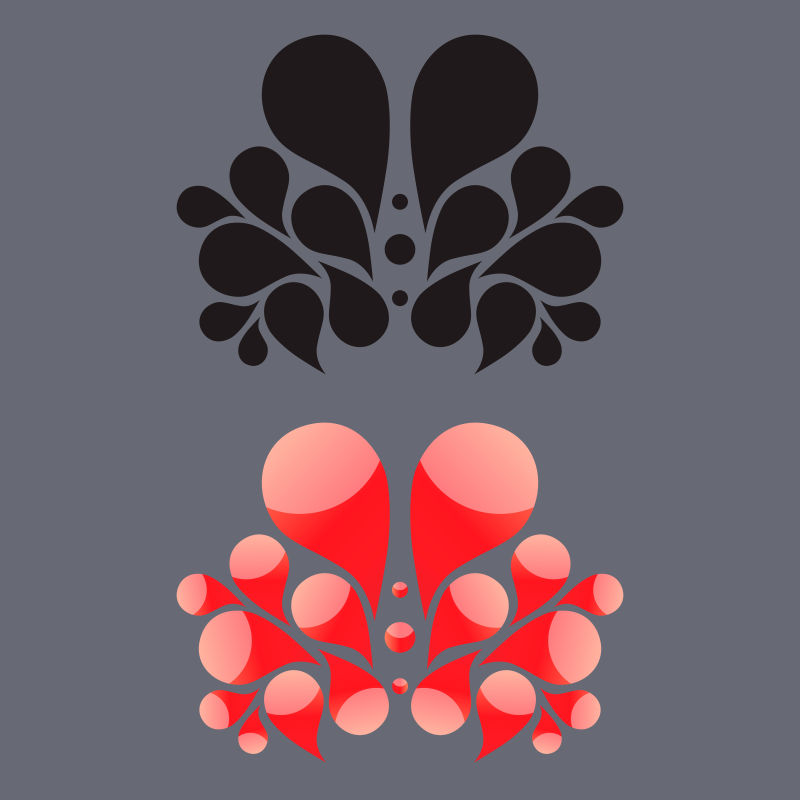 抽象的黑红色花朵矢量设计元素