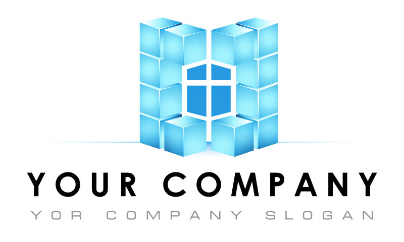 创意蓝色立方体logo设计矢量